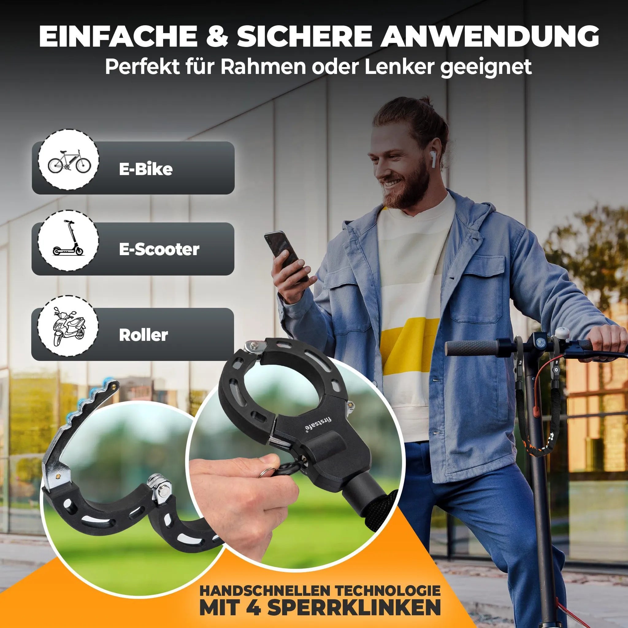 firstsafe™ E-Scooter Schloss mit Silikonmantel