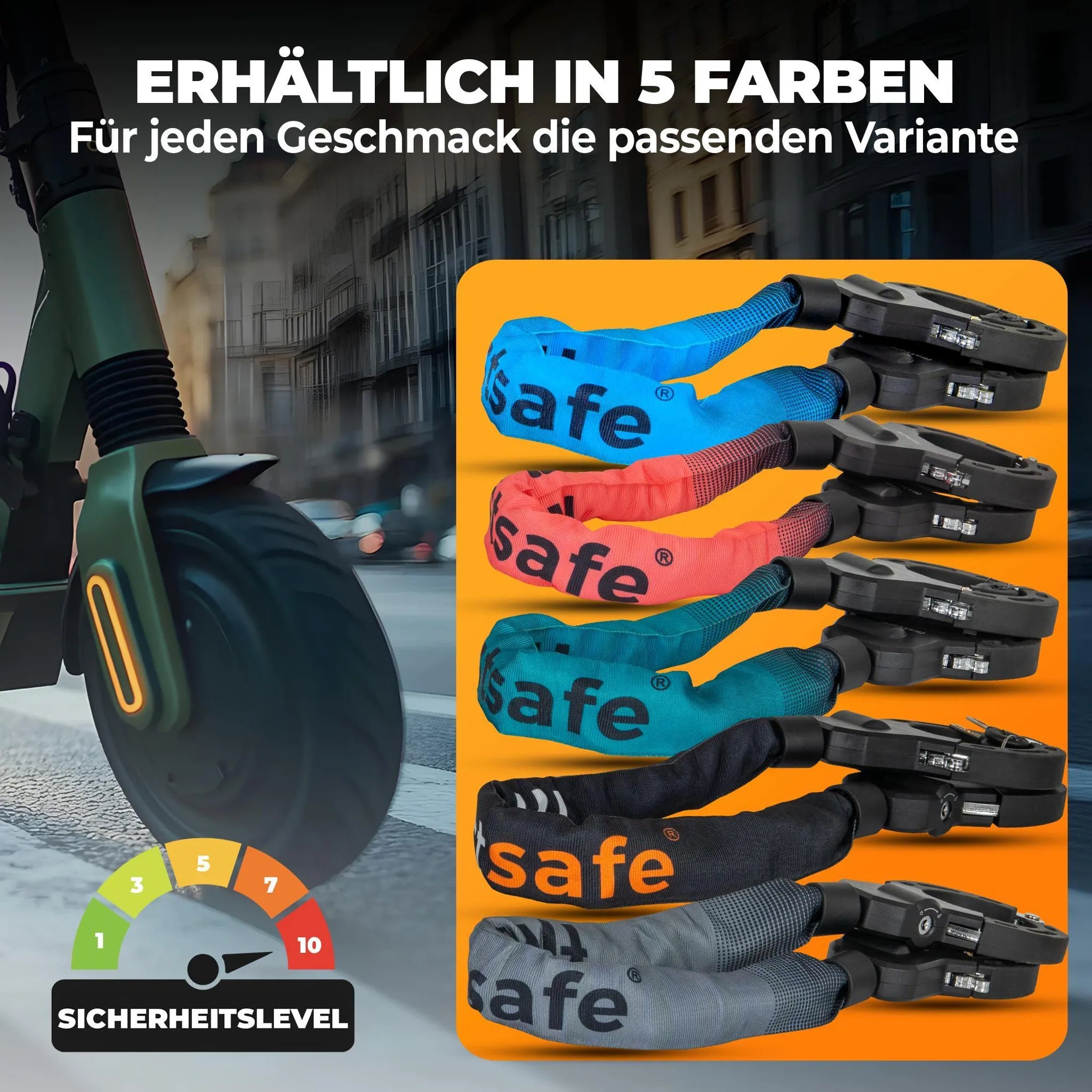 firstsafe™ E-Scooter Schloss mit Silikonmantel