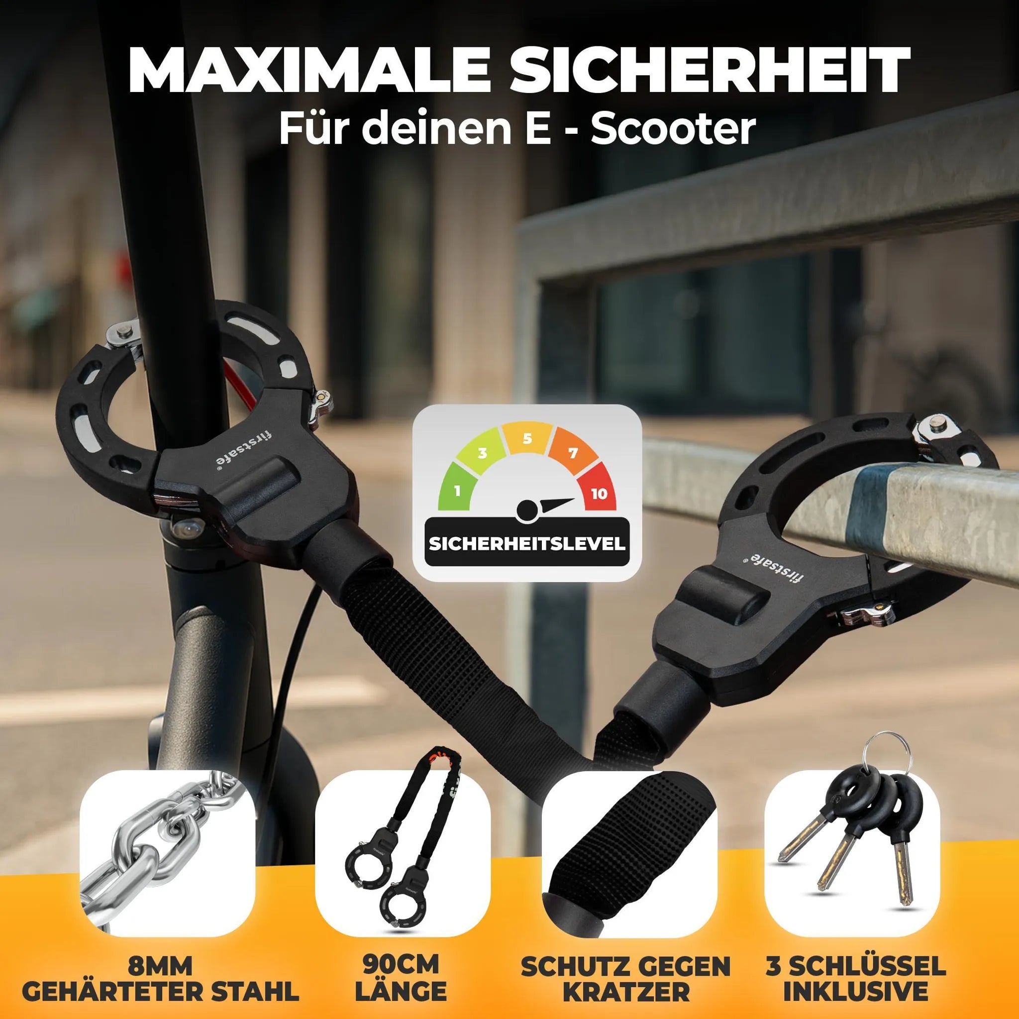 firstsafe™ E-Scooter Schloss mit Silikonmantel