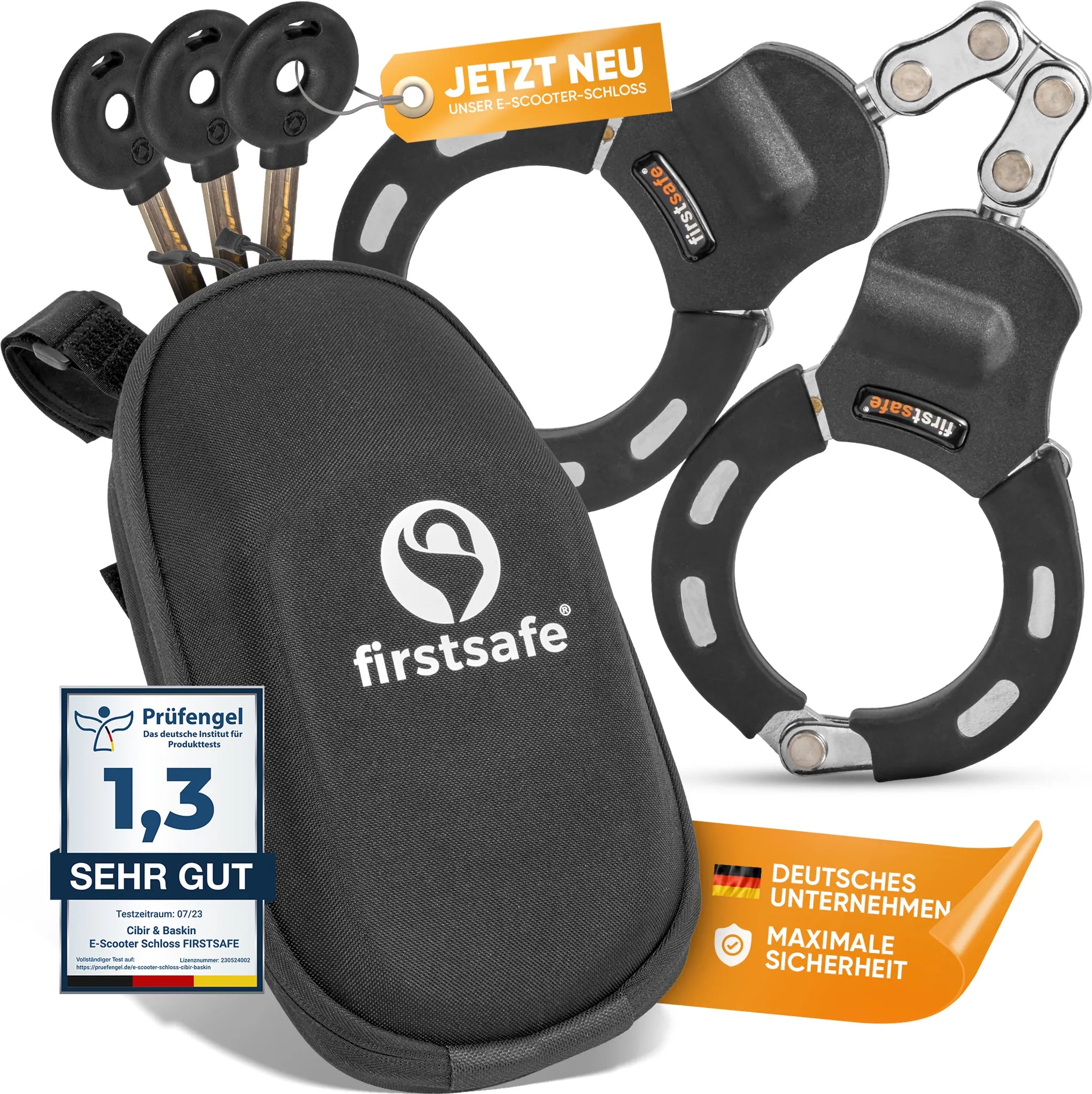 firstsafe™ E-Scooter Schloss mit Silikonmantel & Transporttasche